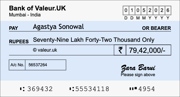 How to write a cheque for 79.42 lakh rupees How to write a cheque for 79.42 lakh rupees