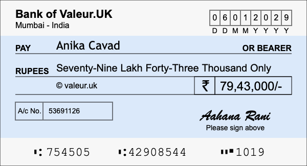 How to write a cheque for 79.43 lakh rupees How to write a cheque for 79.43 lakh rupees