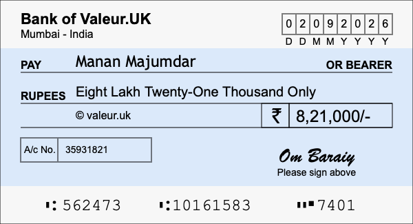 How to write a cheque for 8.21 lakh rupees How to write a cheque for 8.21 lakh rupees
