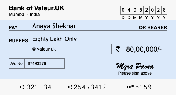How to write a cheque for 80 lakh rupees How to write a cheque for 80 lakh rupees