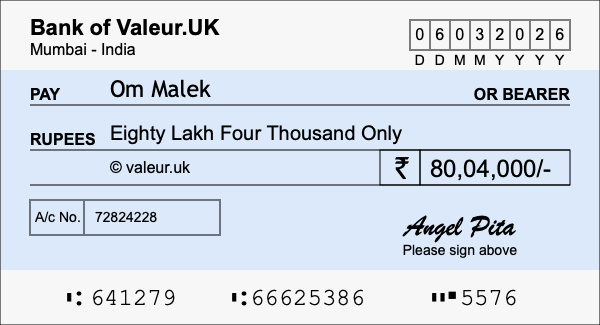 How to write a cheque for 80.04 lakh rupees How to write a cheque for 80.04 lakh rupees