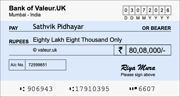How to write a cheque for 80.08 lakh rupees How to write a cheque for 80.08 lakh rupees