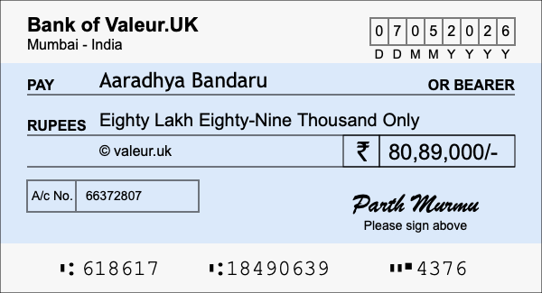 How to write a cheque for 80.89 lakh rupees