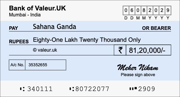 How to write a cheque for 81.2 lakh rupees How to write a cheque for 81.2 lakh rupees