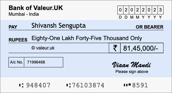 How to write a cheque for 81.45 lakh rupees How to write a cheque for 81.45 lakh rupees