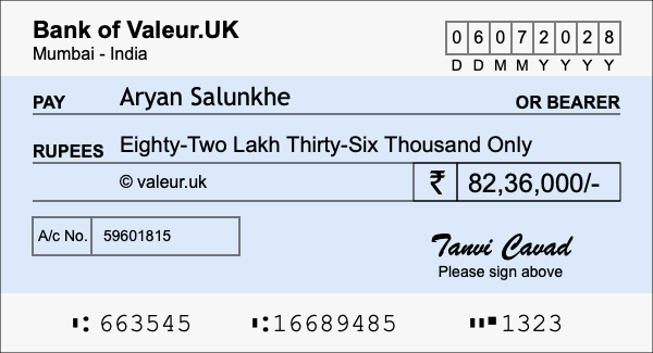 How to write a cheque for 82.36 lakh rupees How to write a cheque for 82.36 lakh rupees