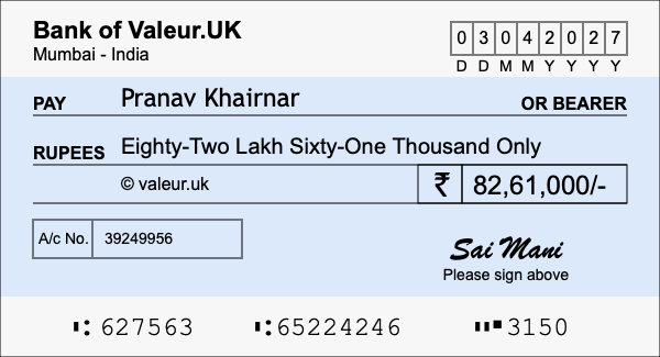 How to write a cheque for 82.61 lakh rupees How to write a cheque for 82.61 lakh rupees