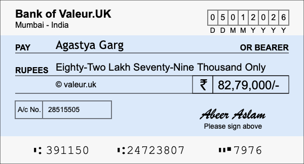 How to write a cheque for 82.79 lakh rupees How to write a cheque for 82.79 lakh rupees