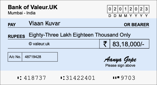 How to write a cheque for 83.18 lakh rupees How to write a cheque for 83.18 lakh rupees