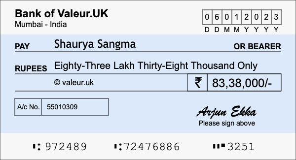 How to write a cheque for 83.38 lakh rupees How to write a cheque for 83.38 lakh rupees
