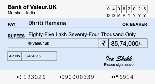 How to write a cheque for 85.74 lakh rupees How to write a cheque for 85.74 lakh rupees