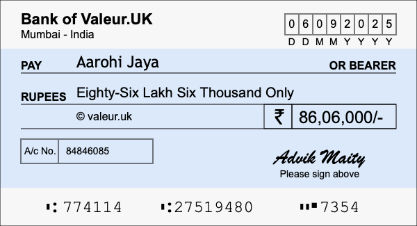 How to write a cheque for 86.06 lakh rupees How to write a cheque for 86.06 lakh rupees