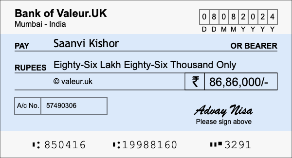 How to write a cheque for 86.86 lakh rupees How to write a cheque for 86.86 lakh rupees