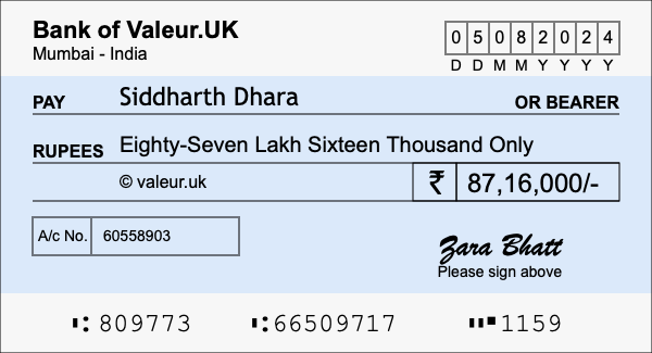 How to write a cheque for 87.16 lakh rupees How to write a cheque for 87.16 lakh rupees