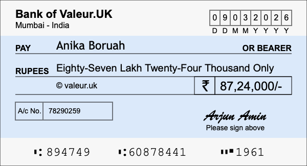 How to write a cheque for 87.24 lakh rupees How to write a cheque for 87.24 lakh rupees