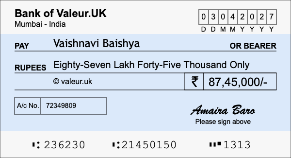 How to write a cheque for 87.45 lakh rupees How to write a cheque for 87.45 lakh rupees
