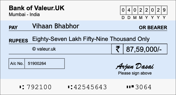 How to write a cheque for 87.59 lakh rupees How to write a cheque for 87.59 lakh rupees