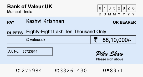 How to write a cheque for 88.1 lakh rupees