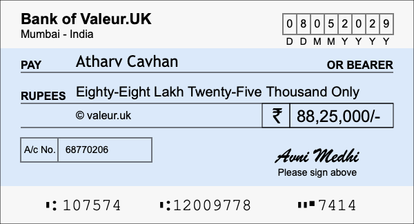 How to write a cheque for 88.25 lakh rupees How to write a cheque for 88.25 lakh rupees