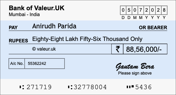 How to write a cheque for 88.56 lakh rupees How to write a cheque for 88.56 lakh rupees