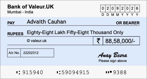 How to write a cheque for 88.58 lakh rupees How to write a cheque for 88.58 lakh rupees