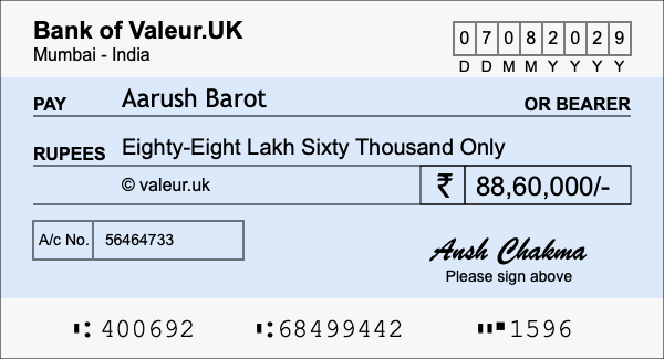 How to write a cheque for 88.6 lakh rupees How to write a cheque for 88.6 lakh rupees