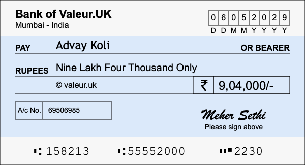 How to write a cheque for 9.04 lakh rupees How to write a cheque for 9.04 lakh rupees