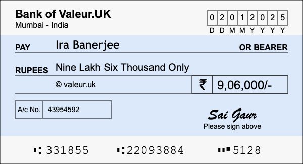 How to write a cheque for 9.06 lakh rupees How to write a cheque for 9.06 lakh rupees