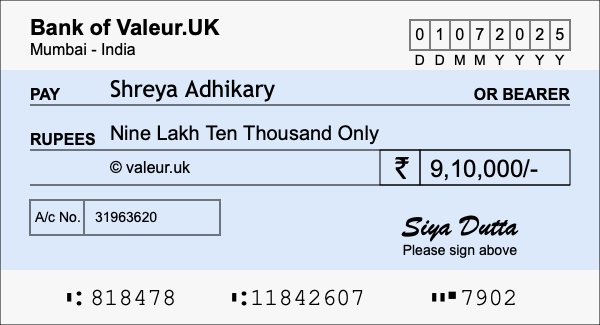How to write a cheque for 9.1 lakh rupees How to write a cheque for 9.1 lakh rupees