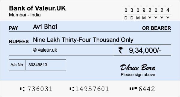 How to write a cheque for 9.34 lakh rupees How to write a cheque for 9.34 lakh rupees