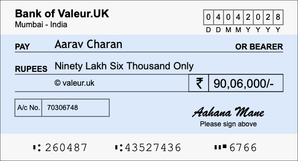 How to write a cheque for 90.06 lakh rupees How to write a cheque for 90.06 lakh rupees