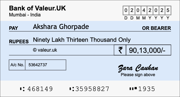 How to write a cheque for 90.13 lakh rupees How to write a cheque for 90.13 lakh rupees