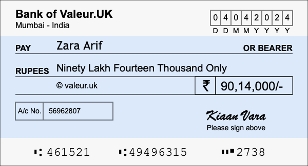 How to write a cheque for 90.14 lakh rupees How to write a cheque for 90.14 lakh rupees