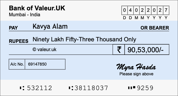 How to write a cheque for 90.53 lakh rupees How to write a cheque for 90.53 lakh rupees