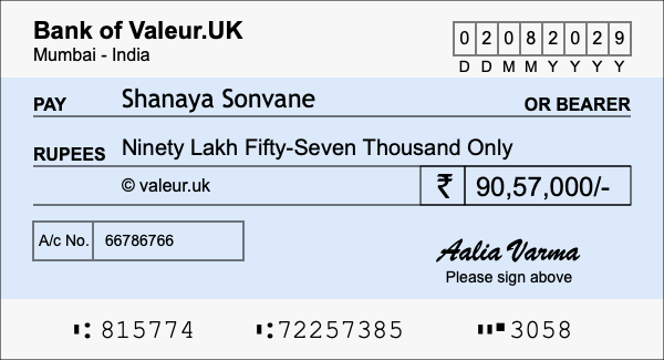 How to write a cheque for 90.57 lakh rupees How to write a cheque for 90.57 lakh rupees