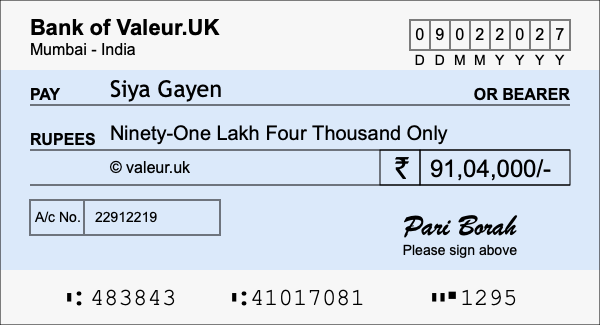 How to write a cheque for 91.04 lakh rupees How to write a cheque for 91.04 lakh rupees
