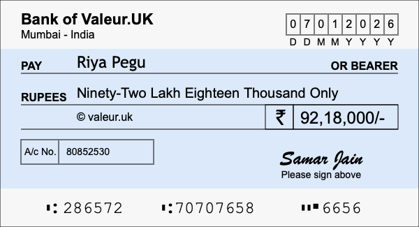 How to write a cheque for 92.18 lakh rupees How to write a cheque for 92.18 lakh rupees