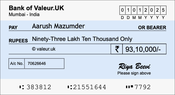 How to write a cheque for 93.1 lakh rupees How to write a cheque for 93.1 lakh rupees