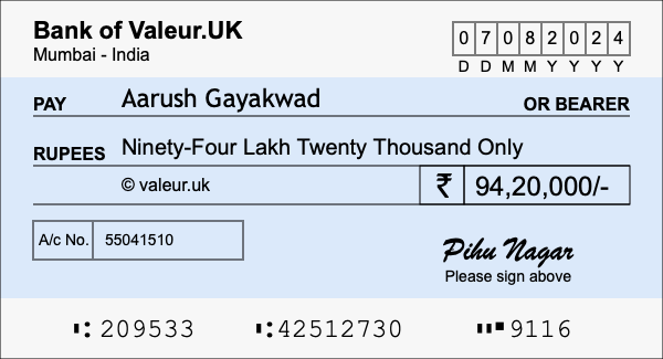 How to write a cheque for 94.2 lakh rupees How to write a cheque for 94.2 lakh rupees