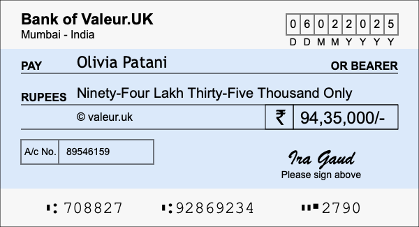 How to write a cheque for 94.35 lakh rupees How to write a cheque for 94.35 lakh rupees