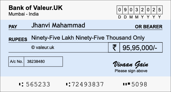 How to write a cheque for 95.95 lakh rupees How to write a cheque for 95.95 lakh rupees