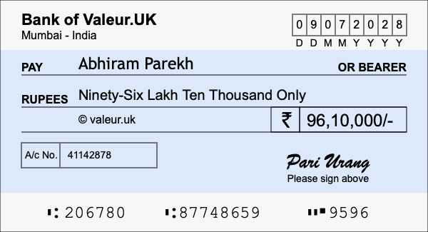 How to write a cheque for 96.1 lakh rupees How to write a cheque for 96.1 lakh rupees