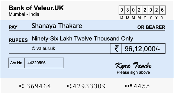 How to write a cheque for 96.12 lakh rupees How to write a cheque for 96.12 lakh rupees