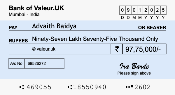 How to write a cheque for 97.75 lakh rupees How to write a cheque for 97.75 lakh rupees