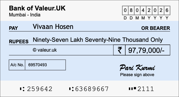 How to write a cheque for 97.79 lakh rupees How to write a cheque for 97.79 lakh rupees