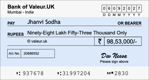 How to write a cheque for 98.53 lakh rupees How to write a cheque for 98.53 lakh rupees