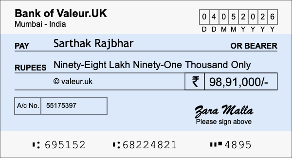 How to write a cheque for 98.91 lakh rupees How to write a cheque for 98.91 lakh rupees
