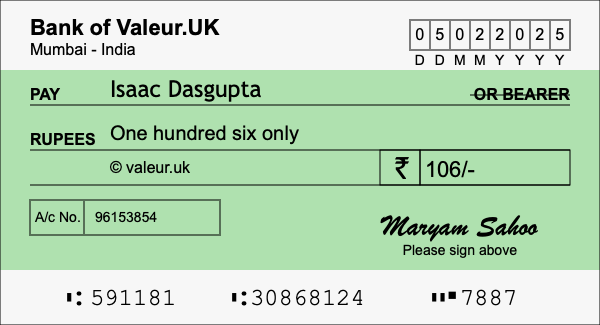 How to write a cheque for 106 rupees How to write a cheque for 106 rupees