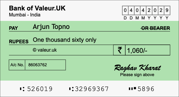 How to write a cheque for 1,060 rupees How to write a cheque for 1,060 rupees