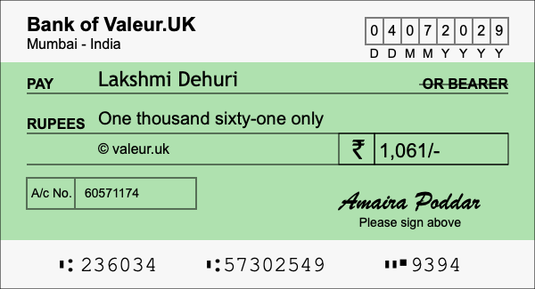 How to write a cheque for 1,061 rupees How to write a cheque for 1,061 rupees